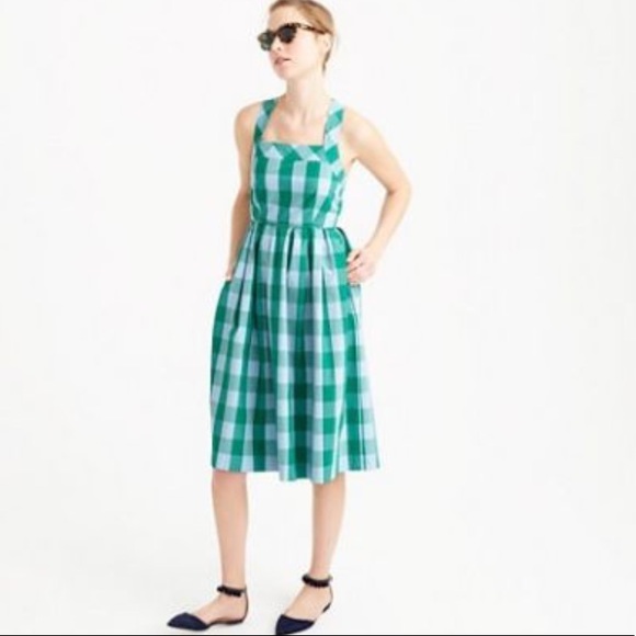 J. Crew Dresses & Skirts - J. Crew | Gingham Green Karina Sun Dress | Size 14